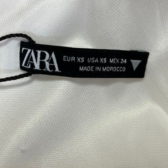 ZARA White V-Neck Long Sleeve Dramatic Shoulder Pads One Piece Bodysuit Top XS - Picture 3 of 3